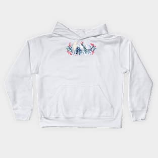 White Christmas Parrots Kids Hoodie